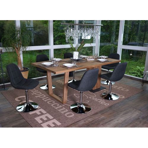 6x Chaise De Salle À Manger Cascina, Fauteuil Pitovante, Chrome   Tissu Gris Foncé