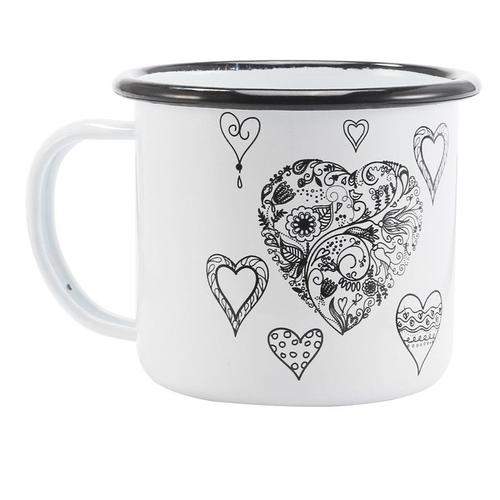 Tasse À Café En Émail Avec Poignée, Tasse À Thé Au Lait, Petit-Déjeuner Créatif, Bord Rouleau Noir, Plante Animale, Livraison Gratuite, 350ml