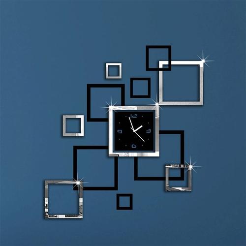 Horloge Murale 3D en Acrylique avec Autocollant, Design de Montre à Quartz Moderne, Argent et Noir, Mode Européenne, Nouvelle Collection, Livraison Gratuite