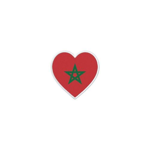 Patch Badge Ecusson Imprime Thermocollant Drapeau Coeur Ma Maroc