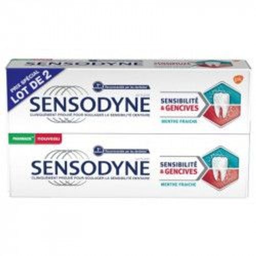 Sensodyne Dentifrice Sensibilité & Gencives Menthe Fraîche Lot 2x75ml 
