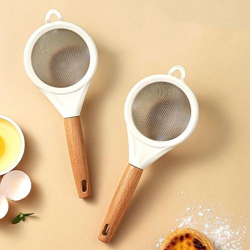 Tamis À Farine En Acier Inoxydable, Maille Fine, Antirouille, Avec Manche En Bois, Outils Pour Aliments