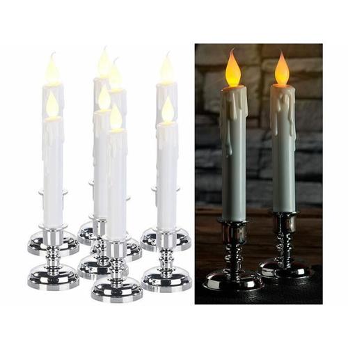 Set de 8 bougies LED effet flamme vacillante avec chandeliers