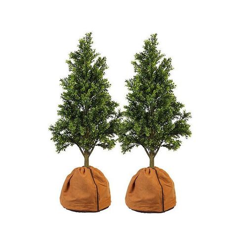 2 housses d¿hivernage pour pot de fleur - 40 x 40 cm - Marron