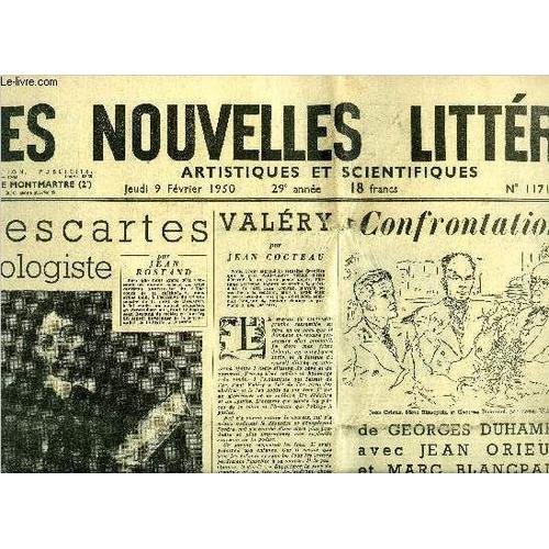 Les Nouvelles Littéraires, Artistiques Et Scientifiques N° 1171 - Descartes Biologiste Par Jean Rostand, Valéry Par Jean Cocteau, Confrontation De Georges Duhamel Avec Jean Orieux Et Marc Blancpain(...)