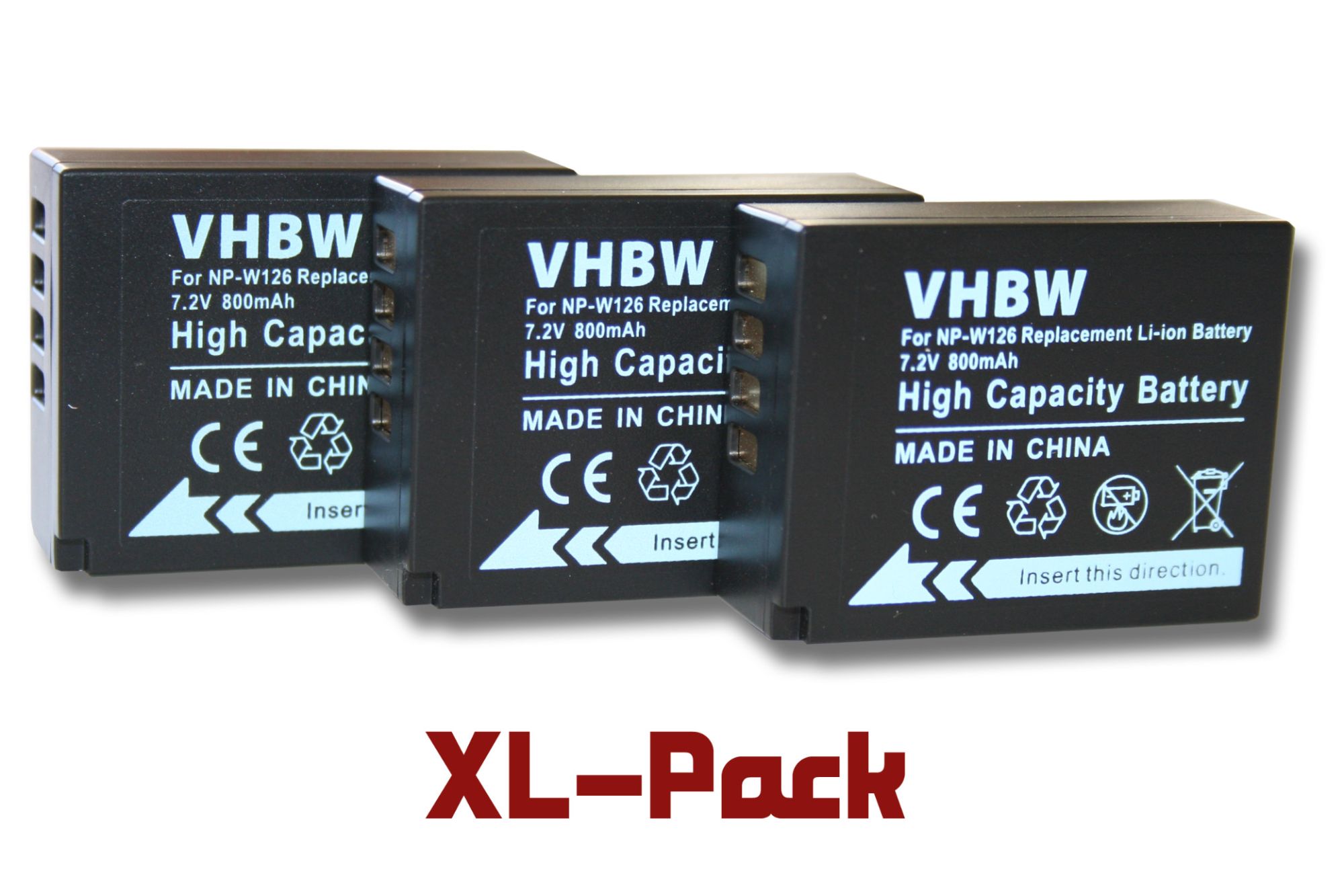 vhbw 3x Batterie compatible avec Fujifilm FinePix HS50EXR, HS30 EXR, HS33 EXR, HS50, HS55 EXR appareil photo (800mAh, 7,2V, Li-ion)