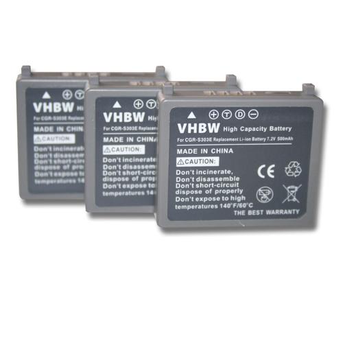 vhbw 3x Batteries remplacement pour Panasonic CGA-S303, CGA-S303E pour caméra vidéo caméscope (850mAh, 7,2V, Li-ion)