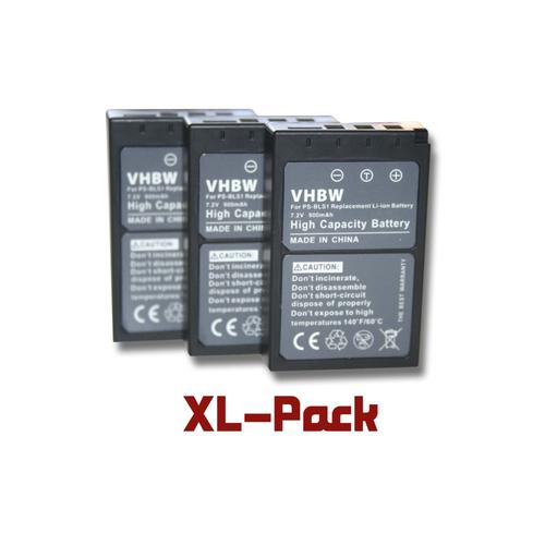 vhbw 3x Batteries compatible avec Olympus D-SLR E400, E-400, E-410, E-420, E-450, E-600 appareil photo, reflex numérique (900mAh, 7,2V, Li-ion)