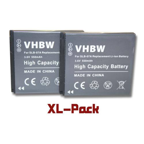 vhbw set de 2 batteries 550mAh pour appareil photo Samsung ST45, ST50, ST500, ST550, ST550 2VIEW, ST600, PL150 remplace SLB-07A / SLB-07B