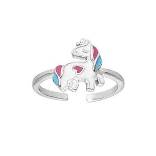 Bague Argent Rhodié Licorne Résine Réglable