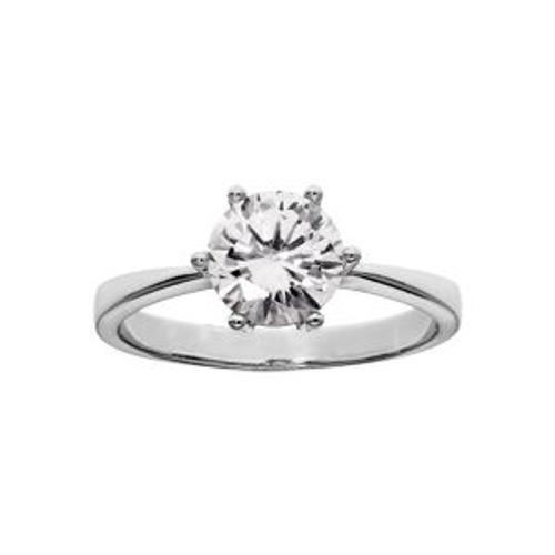 Bague Argent Rhodié Grand Diamètre Solitaire 6 Griffes