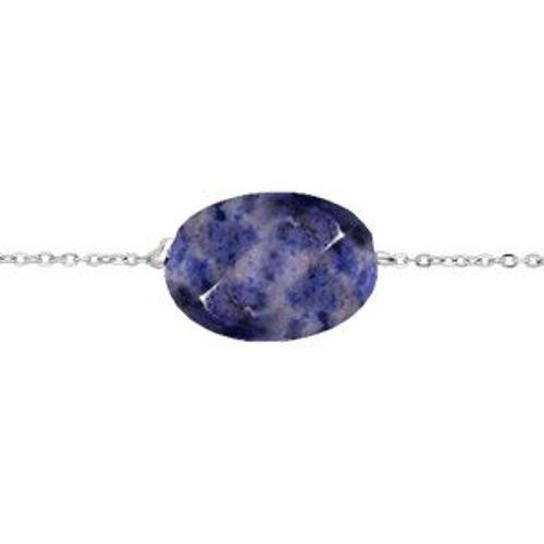 Bracelet Acier Pierre Naturelle Dumortiérite (Sagesse & Intuition) 15+3cm
