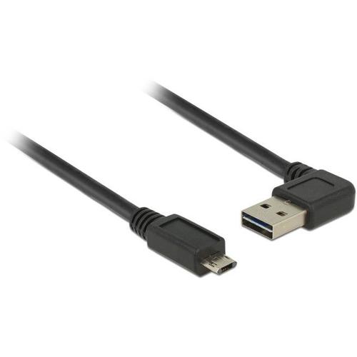 Delock Easy - Câble USB - USB (M) à angle gauche/droit pour Micro-USB de type B (M) droit - USB 2.0 - 2 m - connecteurs réversibles - noir