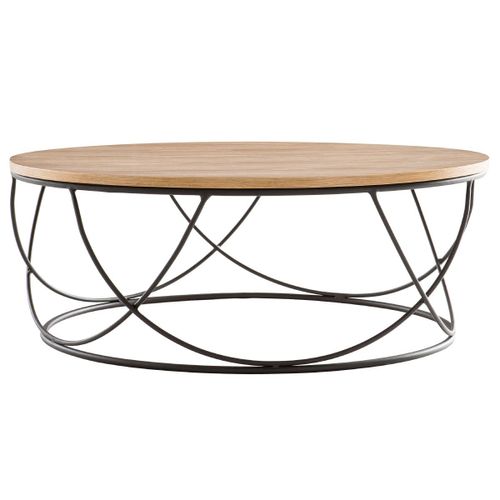 Table Basse Ronde Bois Et Métal Noir D80 X H30 Cm Lace
