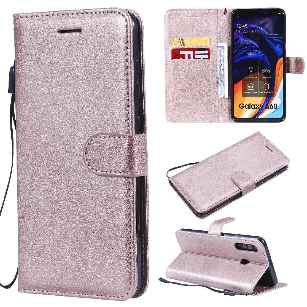 Flip Étui Pour Samsung Galaxy A60/M40 Cuir De Haute Qualité Étui De Téléphone Portefeuille D'affaires Couleur Solide Classique Avec Fente Pour Carte - Couleur Rose