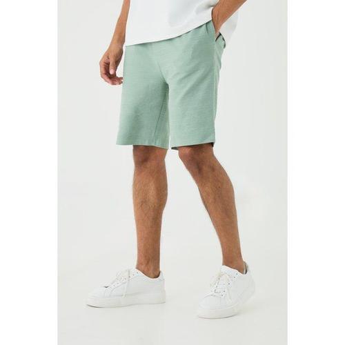 Slim Fit Mid Length Jacquard Stripe Short Homme - Vert - M, Vert