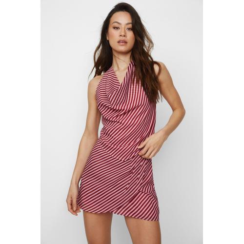 Stripe Drape Detail Mini Skirt - Rose - 10