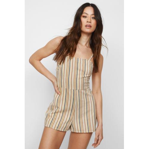 Twill Flippy Hem Playsuit - Beige - 32