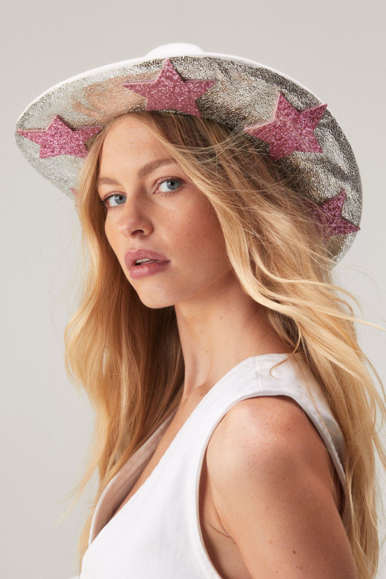 Glitter Star Western Hat - Gris - One Size