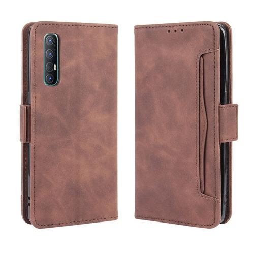 Coque Oppo Find X2 Neo Avec Support Housse Étui Oppo Find X2 Neo Antichoc Pu Cuir Portefeuille Avec Oppo Find X2 Neo Verre Trempé Marron