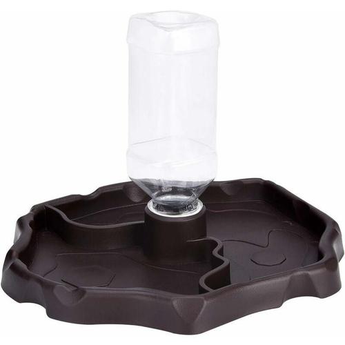 Distributeur D'eau Pour Reptile, Distributeur 2 En 1 De Nourriture Anti Debordement Bol, Gamelle En Plastique Pour Tortue Terrestre Gecko - Brun