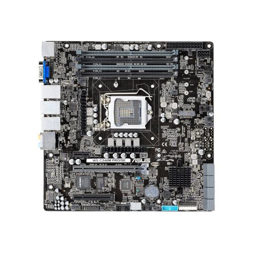 ASUS WS C246M PRO/SE - Carte-mère - micro ATX - LGA1151 Socket - C246 Chipset - USB 3.1 Gen 1, USB 3.1 Gen 2 - 2 x Gigabit LAN - carte graphique embarquée (unité centrale requise) - audio HD (8...