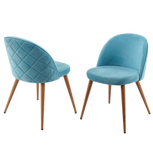 2x Chaise De Salle À Manger Hwc-D53, Fauteuil, Style Rétro Années 50, En Velours   Bleu Turquoise