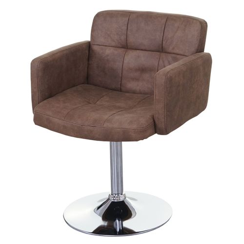 Chaise De Salle À Manger Orlando, Pivotante, Imitation Daim, Chrome   Brun Vintage
