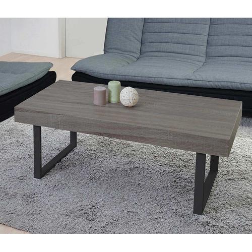 Table Basse De Salon Kos T576, Mvg 40x110x60cm   Chêne Foncé, Pieds Métalliques