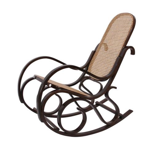 Rocking-Chair Fauteuil À Bascule, Couleur Noyer, Rotin