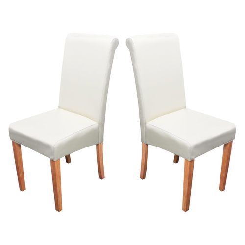 Lot De 2 Chaises De Séjour Novara Ii, Cuir   Crème/Pieds Clairs