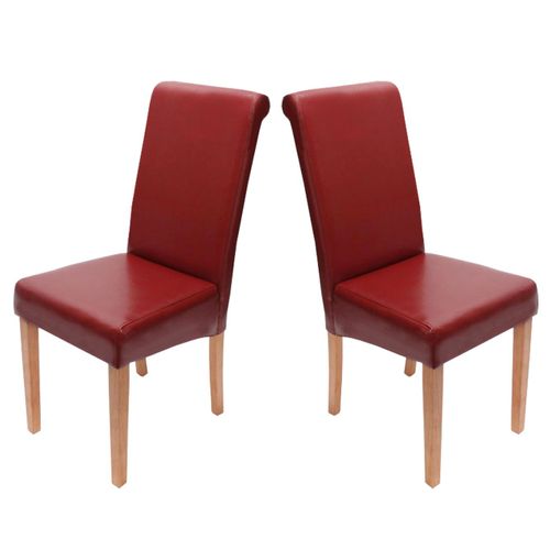 Lot De 2 Chaises De Séjour Novara Ii, Cuir   Rouge/Pieds Clairs