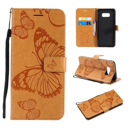 Étui Pour Samsung Galaxy S8 Plus Couverture Magnétique Flip Kickband Cuir Pu Avec Support De Fente Pour Carte Couverture Antichoc - Orange