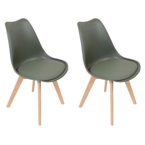 Medaline - Lot De 2 Chaises Scandinaves Kaki