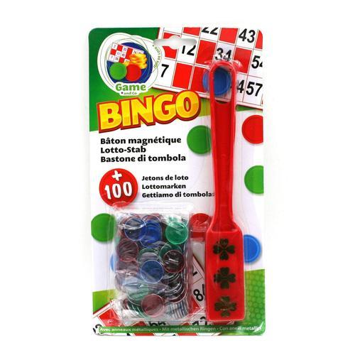 100 Jetons de Loto Magnétiques + Ramasse Jeton Rouge Bingo