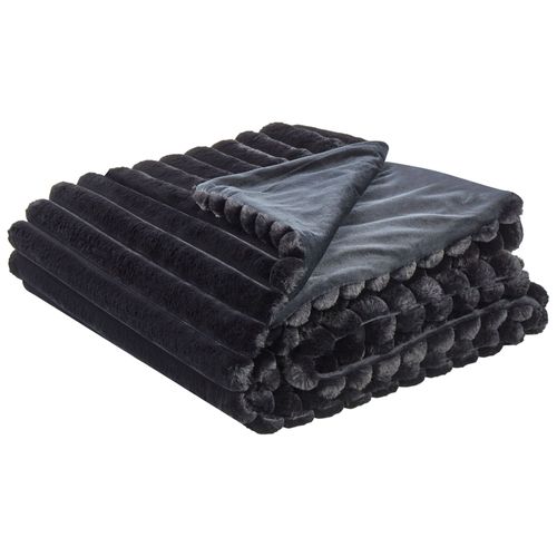 Couvre-Lits Rakya Fourrure Synthétique 150 X 200 Cm Noir