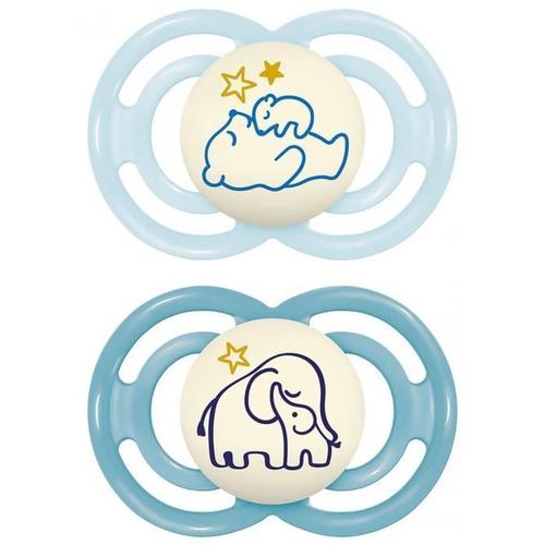 Sucettes-Mam Sucette Perfect Nuit Animaux - 18+ Mois - Silicone - X2 (Modèle : Ours Et Éléphants)