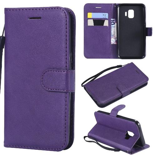 Flip Étui Pour Samsung Galaxy J2 Core Couleur Solide Classique Cuir De Haute Qualité Avec Fente Pour Carte Étui De Téléphone Portefeuille D'affaires - Violet