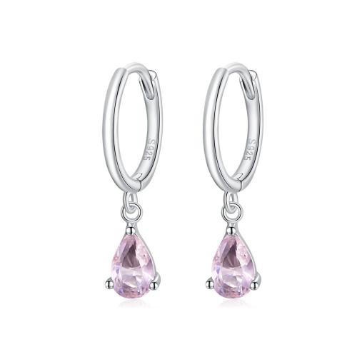 Boucles D'oreilles Merrill Goutte D'eau Rose Zircon Argent Sterling 925 Femmes