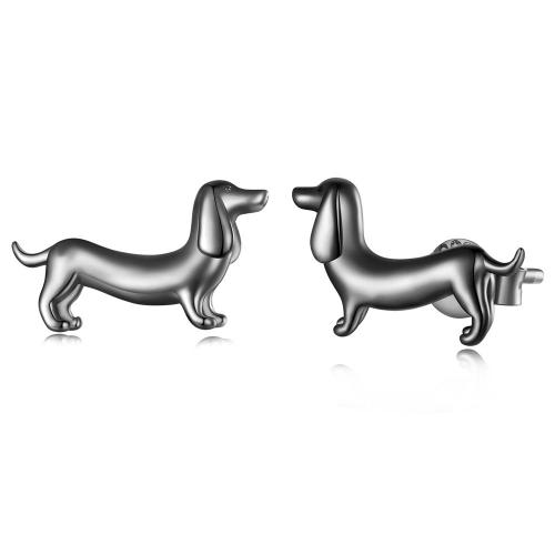 Boucles D'oreilles Merrill Saucisse Dorée Noire Chien Argent Sterling 925 Femmes