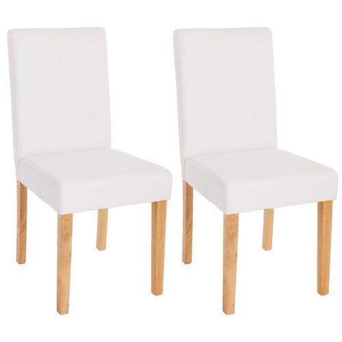 Lot De 2 Chaises De Salle À Manger Synthétique Blanc Mat Pieds Clairs Cds04038