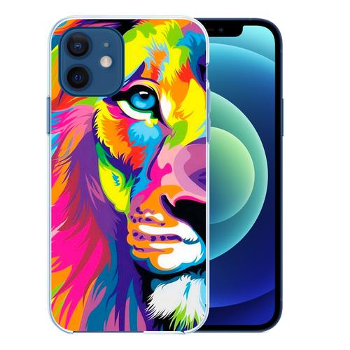 Coque Pour Iphone 12 Mini - Lion Multicolore