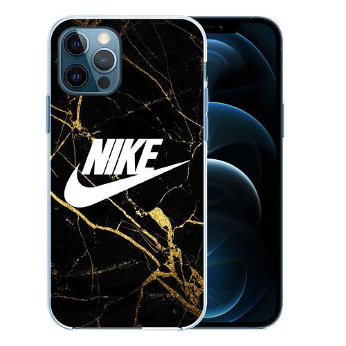 Coque Pour Iphone 12 Pro - Nike Logo Gold Marbre