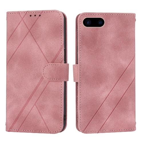 Filp Étui Pour Iphone 6 Plus/7 Plus /8 Plus Sangle De Poignet Couverture En Cuir Pu Titulaire De La Carte De Crédit Bicelle Portefeuille À Main - Couleur Rose