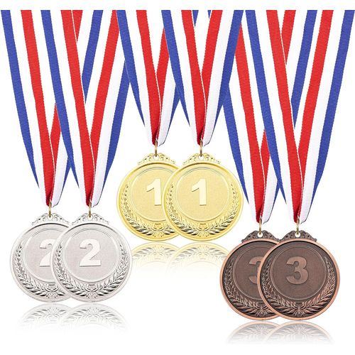6pcs Médailles En Métal Style Olympique - Aqsacokiya - Médailles Pour Enfants - Prix De La Journée Sportive - Compétitions De Jeux