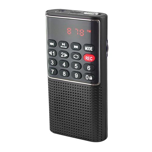 Radio de Porche Rechargeable FM, Lecteur de Ccarte Micro SD RMS 3W, Prise Casque - Noir