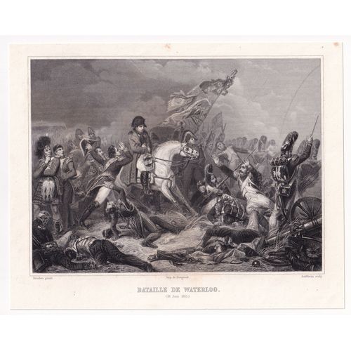Gravure 1858 Bataille De Waterloo Belgique Premier Empire Napoléon Bonaparte Premier