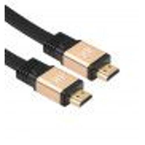 Cable Hdmi Plat 4k Male 2m Pour Tv Grundig Gold 3d Full Hd Television Console Pc Tv Ecran 1080p (Or)