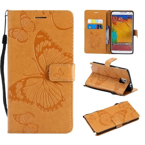 Étui Pour Samsung Galaxy Note 3 Cuir Pu Avec Support De Fente Pour Carte Couverture Antichoc Couverture Magnétique Flip Kickband - Le Brun