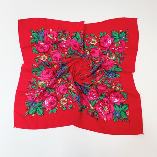 Écharpe Luxe Russe Femme | Mode, Foulard Rouge Motif Fleur, Châle Carré Éthnique Coton Hijab, 70 Cm, Tendance 2020 - Neuf